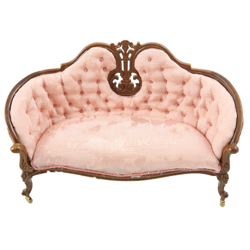 Dolls House American Pink Victorian Sofa JBM Walnut Living Room